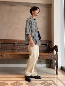「BEAMS LIGHTS（ビームスライツ）のアイテム（ショルダーバッグ）」を使った、TAMBATA NAOTOさん（メンズ・171cm）の夏コーディネート