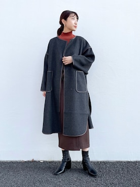 「パイピングコート」｜「アイテム（その他シューズ）」を使った、みやりなさん（レディース・167cm）の秋コーディネート