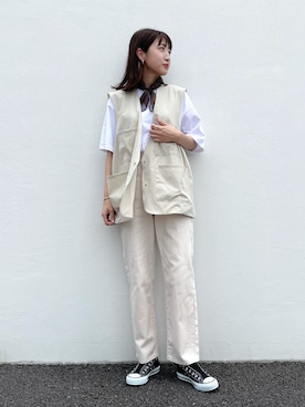 「SENSE OF PLACE by URBAN RESEARCH（センスオブプレイスバイアーバンリサーチ）のアイテム（スリッポン）」を使った、みやりなさん（レディース・167cm）の夏コーディネート