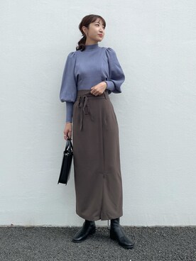 「SENSE OF PLACE by URBAN RESEARCH（センスオブプレイスバイアーバンリサーチ）のスクエアトウセンターシームストレッチローブーツ（その他シューズ）」を使った、みやりなさん（レディース・167cm）の秋コーディネート