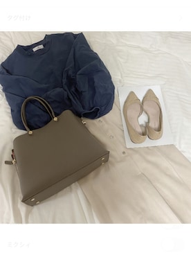 「URBAN RESEARCH Sonny Label（アーバンリサーチサニーレーベル）のミニ裏毛コクーンスリーブプルオーバー（Tシャツ/カットソー、ブルー系）」を使った、めさん（レディース・158cm）の秋コーディネート