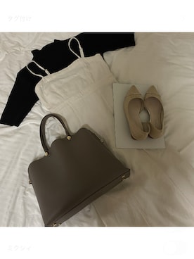 「ROPE'（ロペ）の【20AW新色】サイドジップトートバッグ（トートバッグ、ブラウン系）」を使った、めさん（レディース・158cm）の秋コーディネート