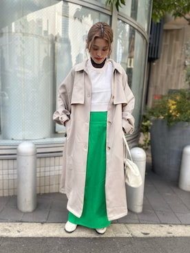 「SPINNS（スピンズ）のアイテム（トレンチコート）」を使った、中村　未緒さん（レディース・153cm）の冬コーディネート