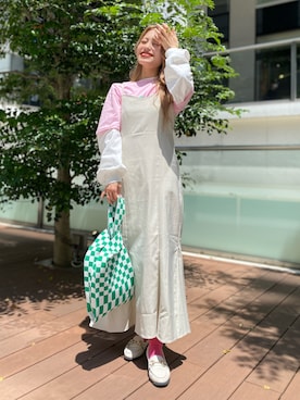 「SPINNS（スピンズ）のアイテム（ワンピース）」を使った、中村　未緒さん（レディース・153cm）の春コーディネート