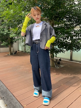 「SPINNS(スピンズ)のアイテム(タンクトップ)」を使った、中村 未緒さん(レディース・153cm)の夏コーディネート