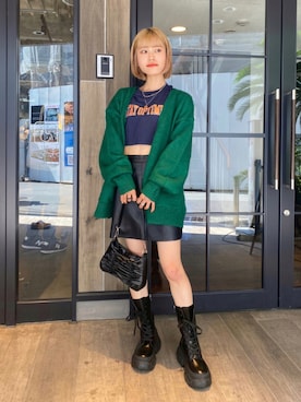 「SPINNS（スピンズ）のロゴ刺繍 ショート丈長袖Tシャツ（Tシャツ/カットソー）」を使った、中村　未緒さん（レディース・153cm）の秋コーディネート