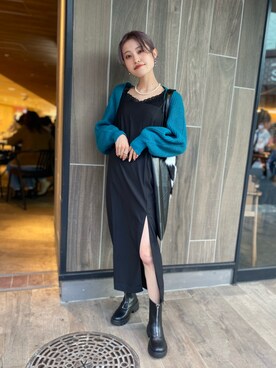 「SPINNS(スピンズ)のアイテム(キャミソール)」を使った、中村 未緒さん(レディース・153cm)の冬コーディネート