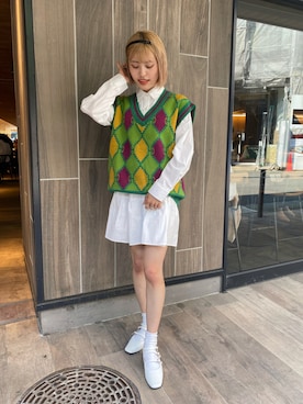 「SPINNS（スピンズ）のアイテム（ワンピース）」を使った、中村　未緒さん（レディース・153cm）の秋コーディネート