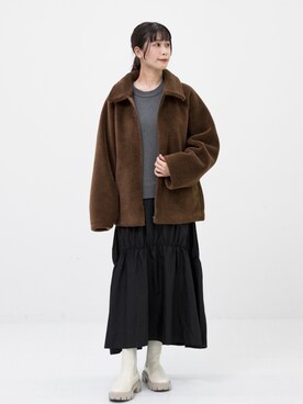 「ドッキングワンピ」｜「アイテム（ブルゾン）」を使った、コトさん（レディース・160cm）の秋コーディネート