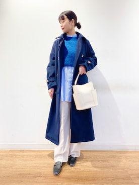 「ショート丈トップス」｜「アイテム（ステンカラーコート）」を使った、コトさん（レディース・160cm）の冬コーディネート
