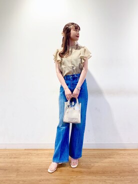 「フレアデニム」｜コトさん（レディース・160cm）の春コーディネート