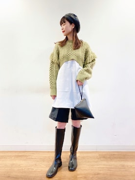 「フリンジ」｜「アイテム（ハンチング/ベレー帽）」を使った、コトさん（レディース・160cm）の秋コーディネート