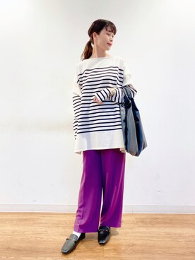 「SENSE OF PLACE by URBAN RESEARCH（センスオブプレイスバイアーバンリサーチ）のフェイクレザーマルシェバッグ（トートバッグ）」を使った、コトさん（レディース・160cm）の秋コーディネート