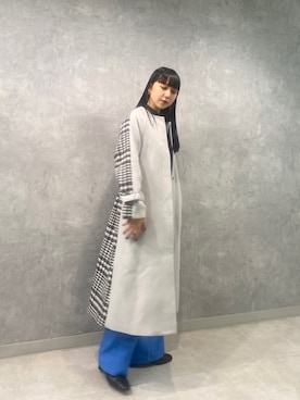 「秋冬」｜「アイテム（ノーカラーコート）」を使った、kazunaさん（レディース・162cm）の秋コーディネート