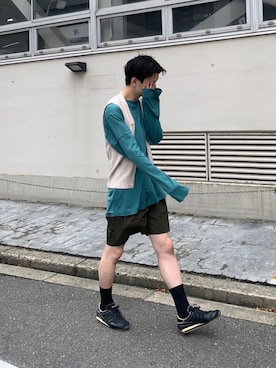 「SHINYAKOZUKA（シンヤコヅカ）のアイテム（パンツ）」を使った、シュートさん（メンズ・181cm）の夏コーディネート