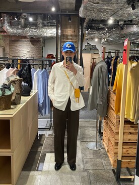 「ITTI（イッチ）のアイテム（バッグ）」を使った、シュートさん（メンズ・181cm）の夏コーディネート