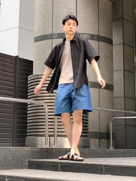 「SHINYAKOZUKA（シンヤコヅカ）のアイテム（パンツ）」を使った、シュートさん（メンズ・181cm）の夏コーディネート