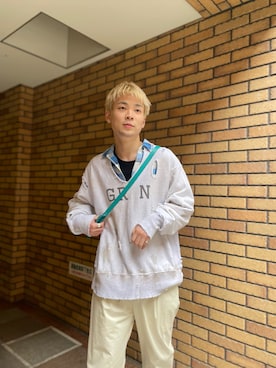 「ITTI（イッチ）のアイテム（バッグ）」を使った、シュートさん（メンズ・181cm）の冬コーディネート