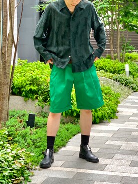 「SHINYAKOZUKA（シンヤコヅカ）のアイテム（パンツ）」を使った、シュートさん（メンズ・181cm）の夏コーディネート