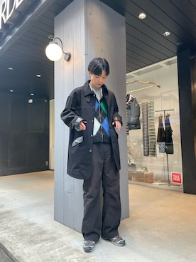「ラフコーデ」｜「アイテム（ステンカラーコート）」を使った、シュートさん（メンズ・181cm）の秋コーディネート