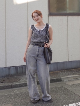 「アイテム（バレッタ/ヘアクリップ）」を使った、あちょりさん（レディース・163cm）の夏コーディネート