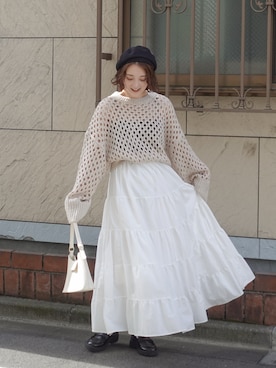 「アイテム（ハンチング/ベレー帽）」を使った、あちょりさん（レディース・163cm）の秋コーディネート