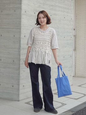 「アイテム（Tシャツ/カットソー）」を使った、あちょりさん（レディース・163cm）の秋コーディネート