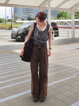 「アイテム（ヘアアクセサリー）」を使った、あちょりさん（レディース・163cm）の夏コーディネート