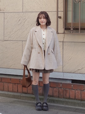 「アイテム（テーラードジャケット、ホワイト系）」を使った、あちょりさん（レディース・163cm）の秋コーディネート