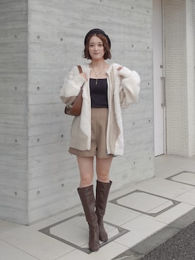 「アイテム（ハンチング/ベレー帽）」を使った、あちょりさん（レディース・163cm）の秋コーディネート