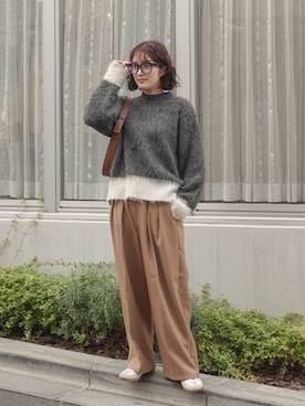 「アイテム（メガネ）」を使った、あちょりさん（レディース・163cm）の秋コーディネート