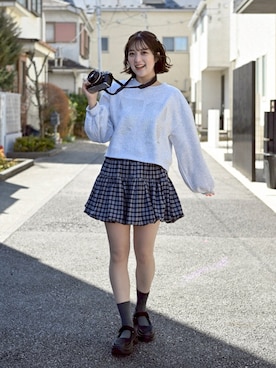 「Birthday room（バースデイルーム）のナンバリングスウェット/Numbering Sweatshirt（Tシャツ/カットソー、グレー系）」を使った、あちょりさん（レディース・163cm）の春コーディネート