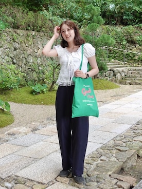 「アイテム（トートバッグ）」を使った、あちょりさん（レディース・163cm）の夏コーディネート