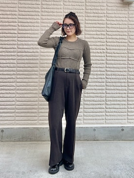 「アイテム（バンダナ/スカーフ）」を使った、あちょりさん（レディース・163cm）の秋コーディネート