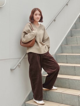 「アイテム（リング）」を使った、あちょりさん（レディース・163cm）の秋コーディネート