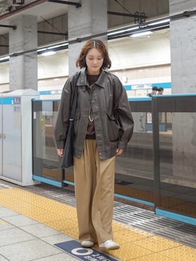 「アイテム（ジャケット/アウター）」を使った、あちょりさん（レディース・163cm）の秋コーディネート