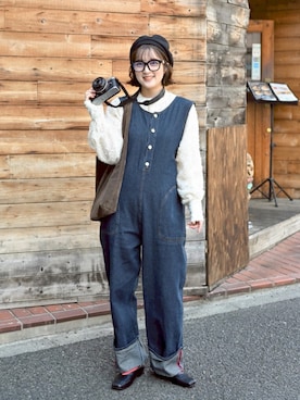 「Louere（ルエレ）のシャギーパフスリーブブラウス（シャツ/ブラウス、ホワイト系）」を使った、あちょりさん（レディース・163cm）の春コーディネート