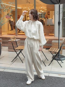 「アイテム（スラックス）」を使った、あちょりさん（レディース・163cm）の秋コーディネート