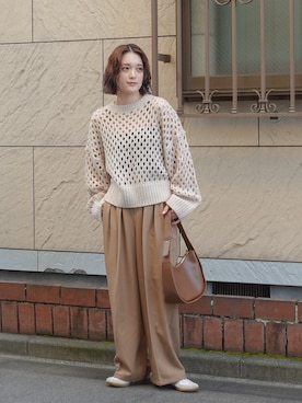 「アイテム（トップス）」を使った、あちょりさん（レディース・163cm）の秋コーディネート