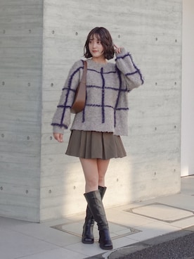 「ガーリーコーデ」｜「アイテム（ブーツ）」を使った、あちょりさん（レディース・163cm）の冬コーディネート