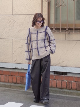 「アイテム（トートバッグ）」を使った、あちょりさん（レディース・163cm）の秋コーディネート