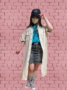 「CUBE SUGAR（キューブシュガー）のアイテム（シャツワンピース）」を使った、𝓡𝓲𝓷✮𝓡𝓲𝓷夏Ver.さん（レディース・153cm）の夏コーディネート