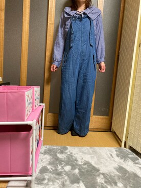 「Johnbull Private labo（ジョンブルプライベートラボ）のアイテム（オールインワン・サロペット）」を使った、𝓡𝓲𝓷✮𝓡𝓲𝓷夏Ver.さん（レディース・153cm）の春コーディネート