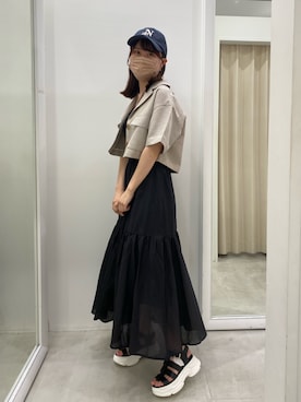 「one after another NICE CLAUP（ワンアフターアナザーナイスクラップ）のスニーカー底グルカサンダル（サンダル）」を使った、りほさん（レディース・158cm）の夏コーディネート