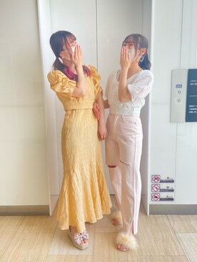 「カットオフ」｜「アイテム（ワンピース/ドレス）」を使った、りほさん（レディース・158cm）の春コーディネート