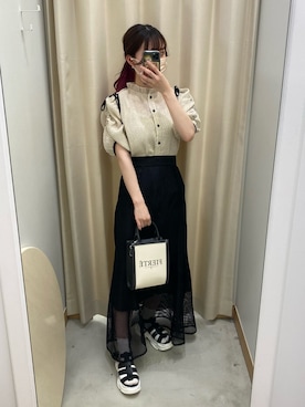 「one after another NICE CLAUP（ワンアフターアナザーナイスクラップ）のスニーカー底グルカサンダル（サンダル）」を使った、りほさん（レディース・158cm）の春コーディネート