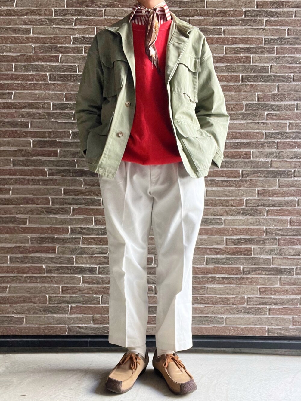 「春コーデ」｜「CITENの＜CITEN（シテン）＞ウォッシュドスウェット by YF トップス（スウェット、レッド系）」を使った、k_さん（メンズ・163cm）の春コーディネートの1枚目の写真