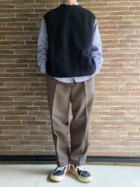 「MONKEY TIME（モンキータイム）のアイテム（ニット/セーター）」を使った、k_さん（メンズ・163cm）の春コーディネート