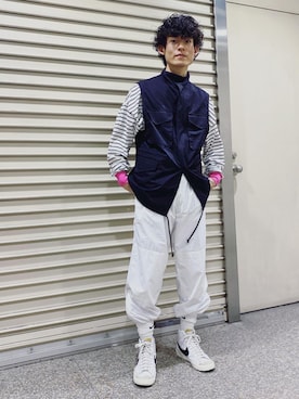 「アイテム（ダウンベスト）」を使った、MIZUSAWA YUTAさん（メンズ・173cm・20代）の春コーディネート