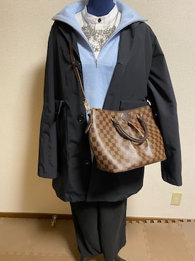「NECESSARY or UNNECESSARY（ネセサリーオアアンネセサリー）のアイテム（ジャケット/アウター）」を使った、agiさん（レディース・163cm）の春コーディネート